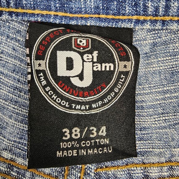 Vintage DEF JAM Univ Jeans Mens 38x34 Blue Denim Baggy Loose Hip Hop Skate Y2K - Picture 4 of 10